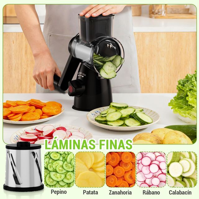 Rallador Verduras Multifuncional Negro/Plata