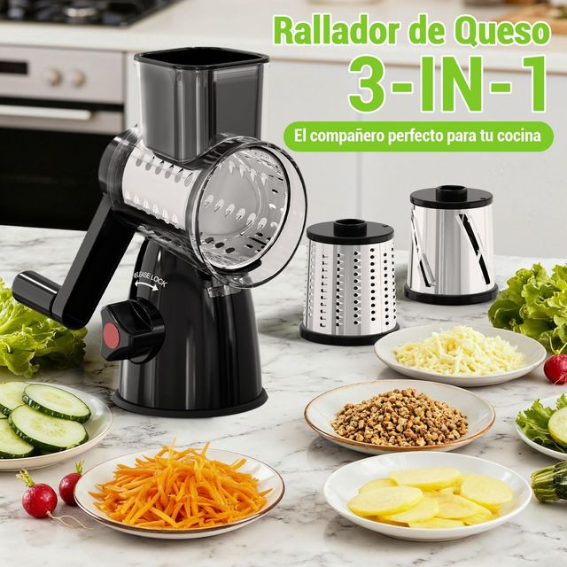 Rallador Verduras Multifuncional Negro/Plata