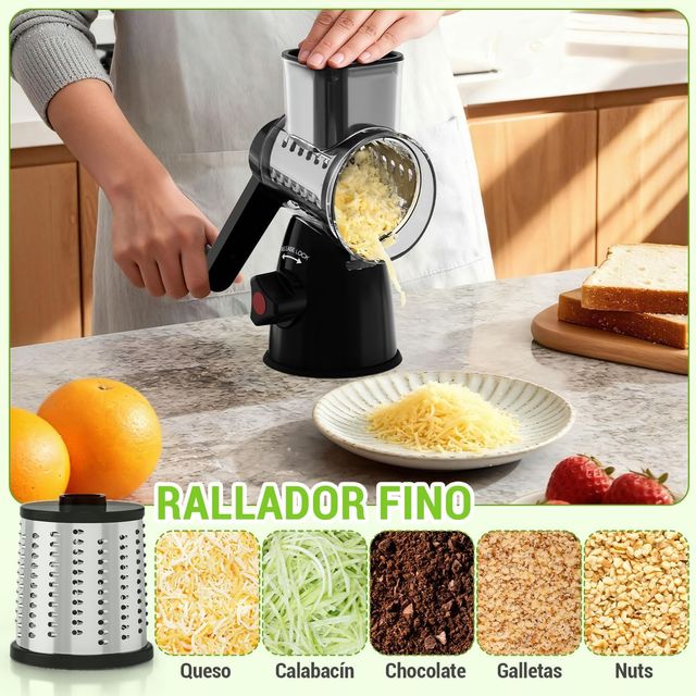 Rallador Verduras Multifuncional Negro/Plata