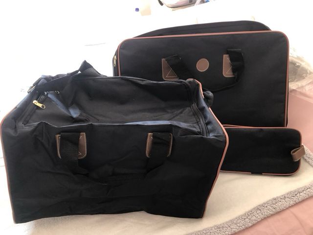 Set versatile: valigia, borsa sportiva e trousse nero/marrone