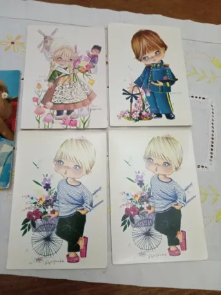 5 Postales Antiguas Ilustradas