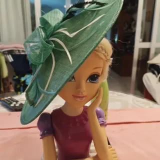 Tocado Pamela Verde y Blanco