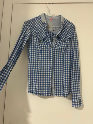 Camisa cuadros azul y blanca Talla S
