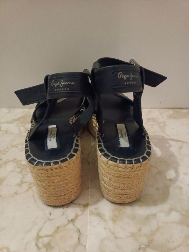 Sandalias Pepe Jeans Plataforma Esparto Negro