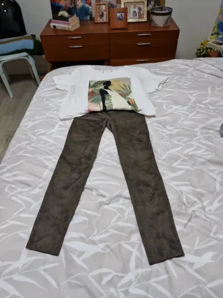 Leggings efecto piel verde militar Calzedonia Tm