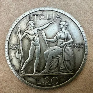 Moneda de Plata, 20 Liras Italia 1927