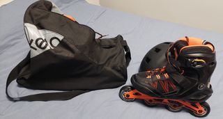 Patines en línea + casco y protecciones + bolsa