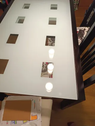 Mesa de comedor madera y cristal