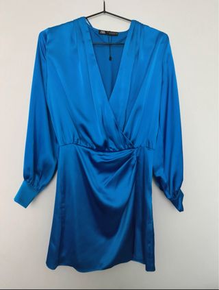 Vestido Zara azul satinado
