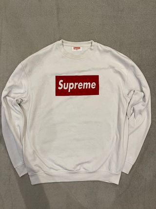 Sudadera Supreme Box Logo Blanca Roja XL