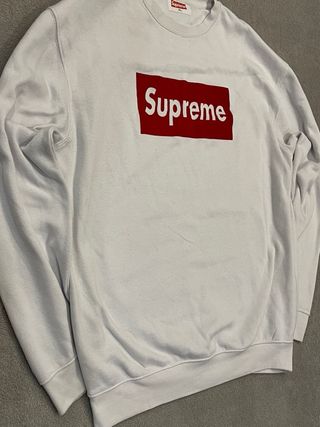 Sudadera Supreme Box Logo Blanca Roja XL