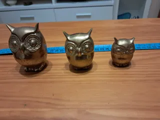 Set 3 Buhos Bronce Decorativos