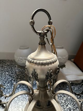 Lámpara de techo vintage de cristal y metal