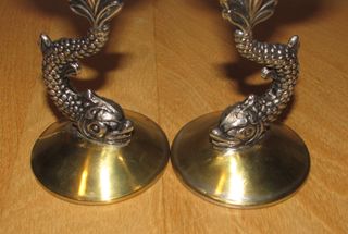 Lote 4 candelabros porta velas mitología china