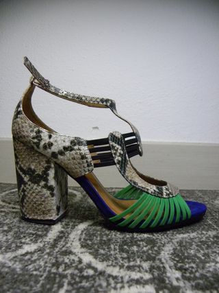 Tacchi Contigo pelle serpente blu verdi