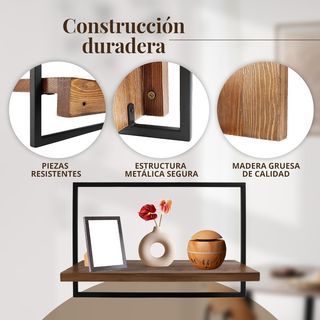 Juego 3 Baldas Flotantes Pared Marco Metálico