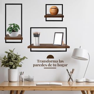 Juego 3 Baldas Flotantes Pared Marco Metálico