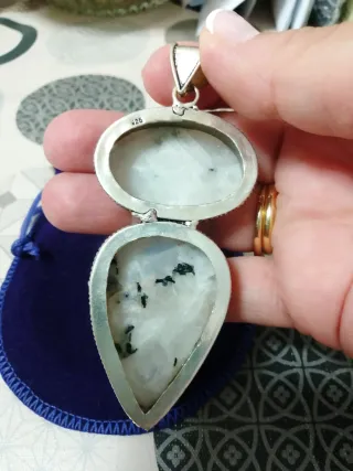 Colgante Plata Piedra Lunar Multicolor