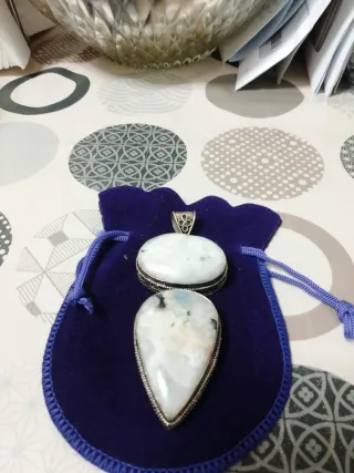 Colgante Plata Piedra Lunar Multicolor