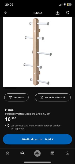 Colgador de pared madera y plástico