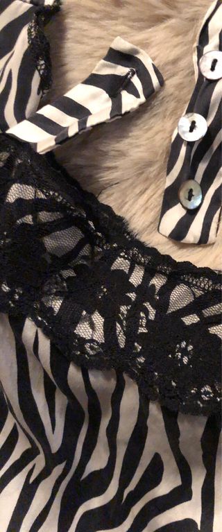 Blusa de seda con estampado cebra y encaje