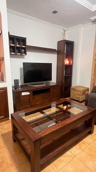 Conjunto muebles teka y sillas abacca