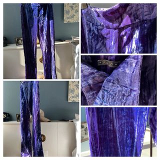 Pantaloni Rose D. simil velluto viola S