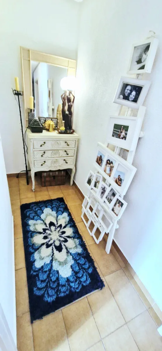 Tapete de lã de pelo longo floral