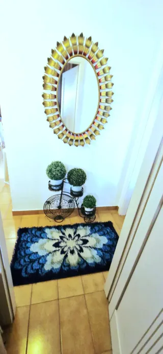 Tappeto di lana a pelo lungo floreale