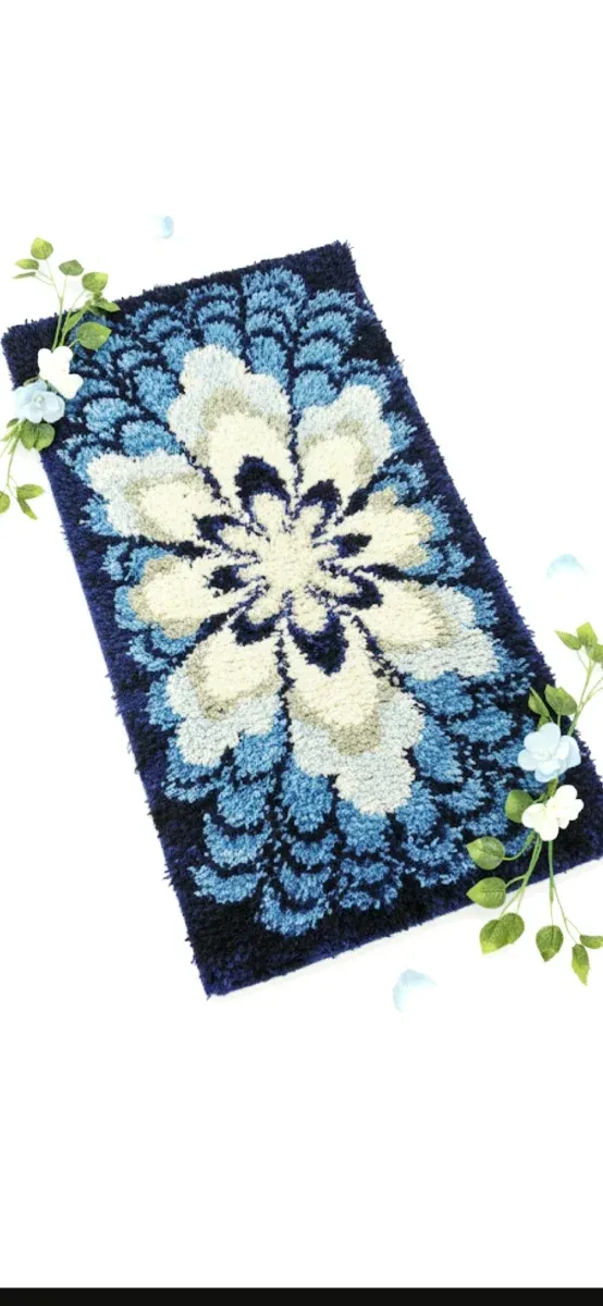 Tapete de lã de pelo longo floral