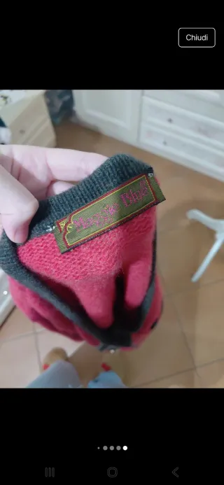 Cardigan lungo vintage rosso con fiocchi