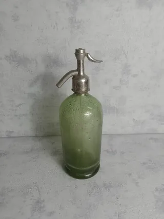 Botella sifón verde antigua