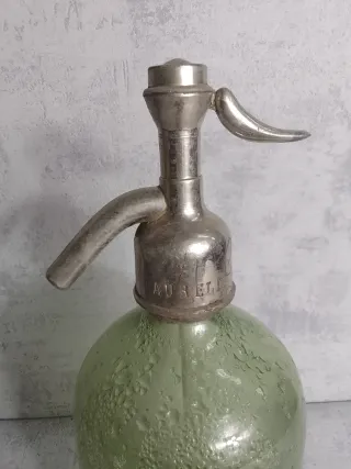 Botella sifón verde antigua