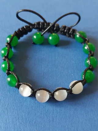 Braccialetto Shamballa Verde e Bianco