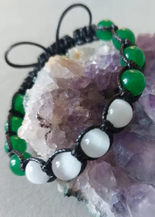 Braccialetto Shamballa Verde e Bianco