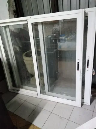 2 Ventanas correderas de aluminio blanco