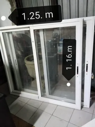 2 Ventanas correderas de aluminio blanco