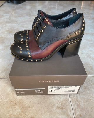 Elvio Zanon Zapatos Mujer T37 Negro/Burdeos