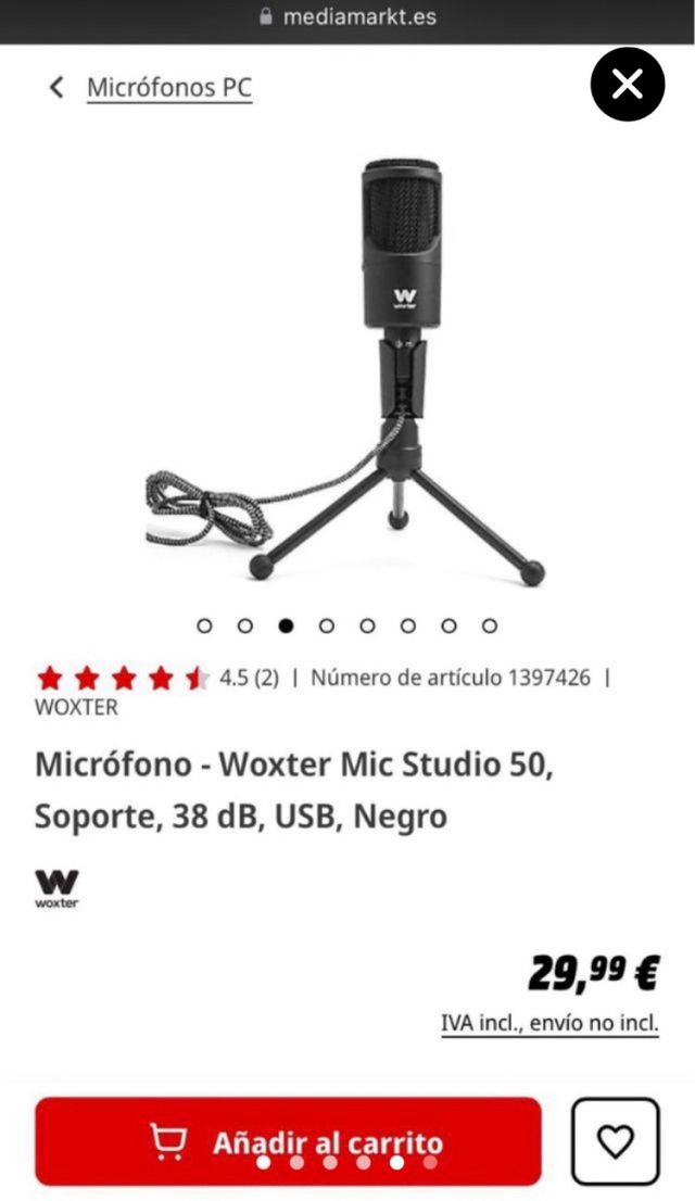 Micrófono Woxter USB + Soporte