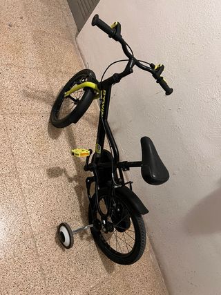 Bici infantil Btwin negra y amarilla