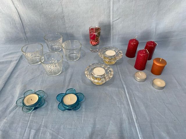 Lote 15 Velas y Porta velas todo por solo 8€
