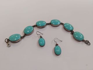 Pulsera y pendientes plata turquesa