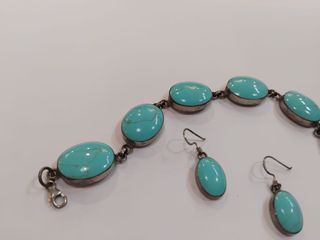 Pulsera y pendientes plata turquesa