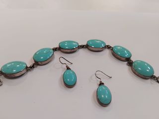 Pulsera y pendientes plata turquesa