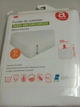 Funda colchón rizo algodón antiácaros 90cm
