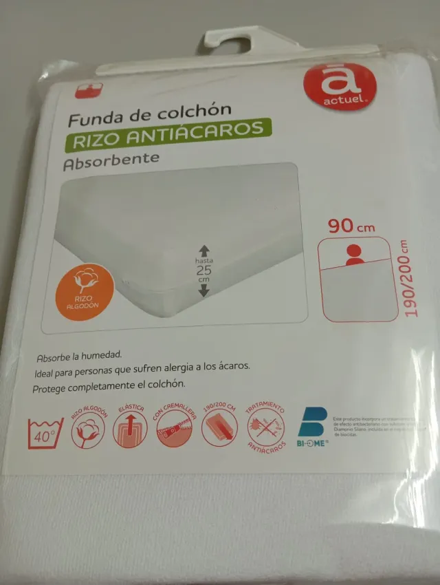 Funda colchón rizo algodón antiácaros 90cm