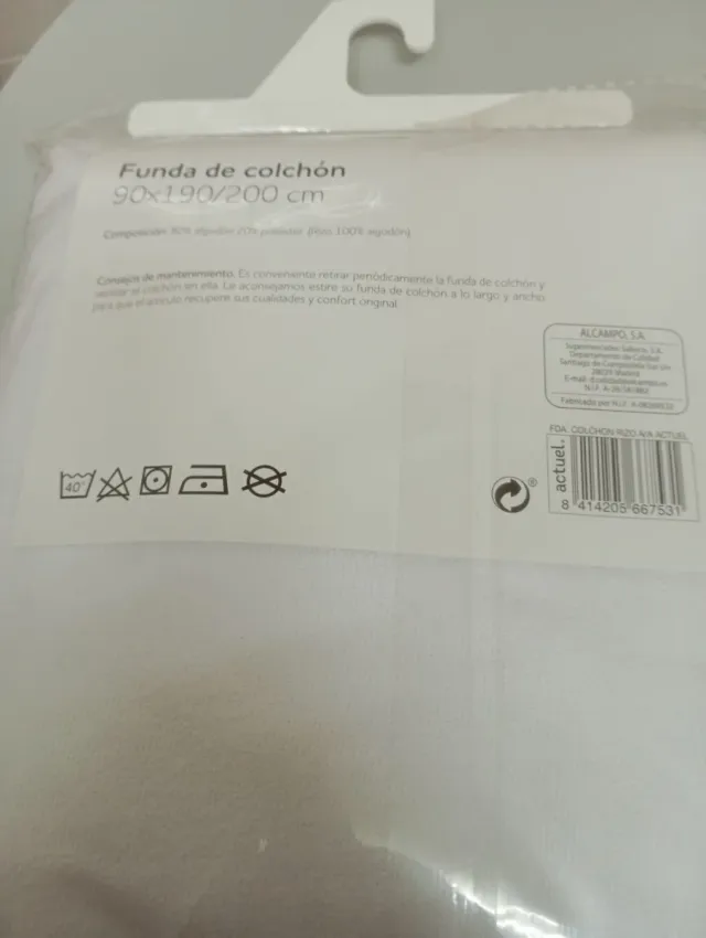 Funda colchón rizo algodón antiácaros 90cm