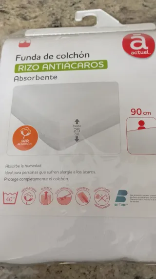 Funda colchón rizo algodón antiácaros 90cm