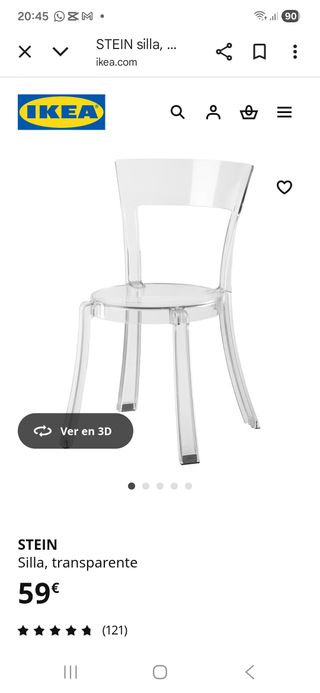 Silla STEIN transparente sin usar