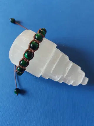 Bracciale con perle verdi e marroni